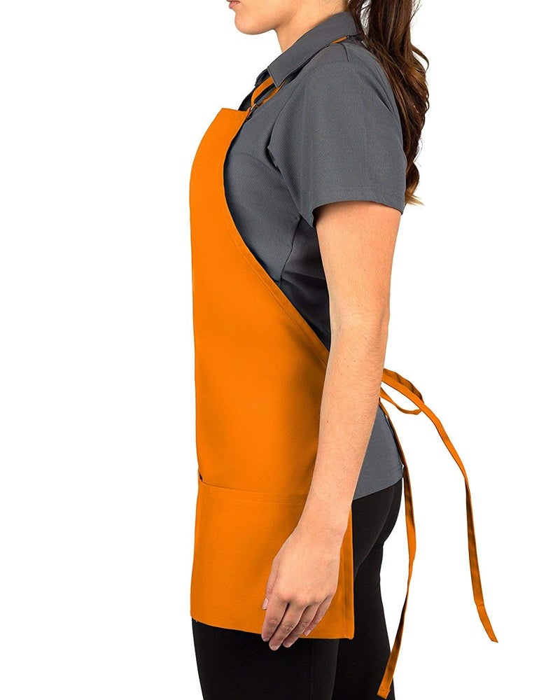 KNG Orange 3 Pocket Adjustable Bib Apron for Men and Women - Image 3